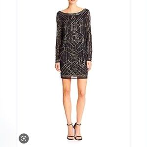 Platinum Laudry by Shelli Segal beaded black cocktail dress SIZE 4 LIKE NEW!
